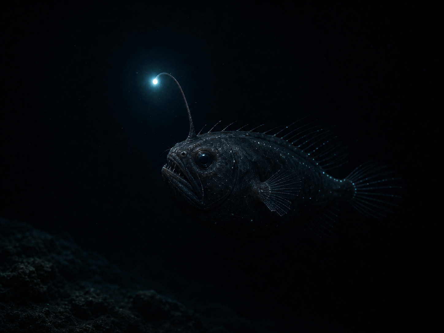 Abyssal Pearl Angler in its Pelagea depth environment