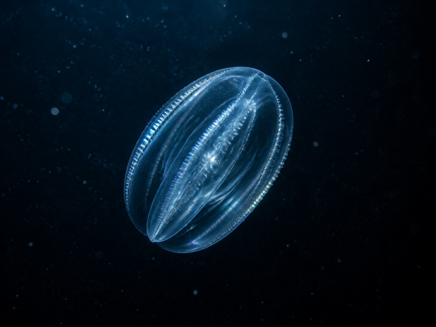 Blue Ash Ctenophore in its Pelagea depth environment