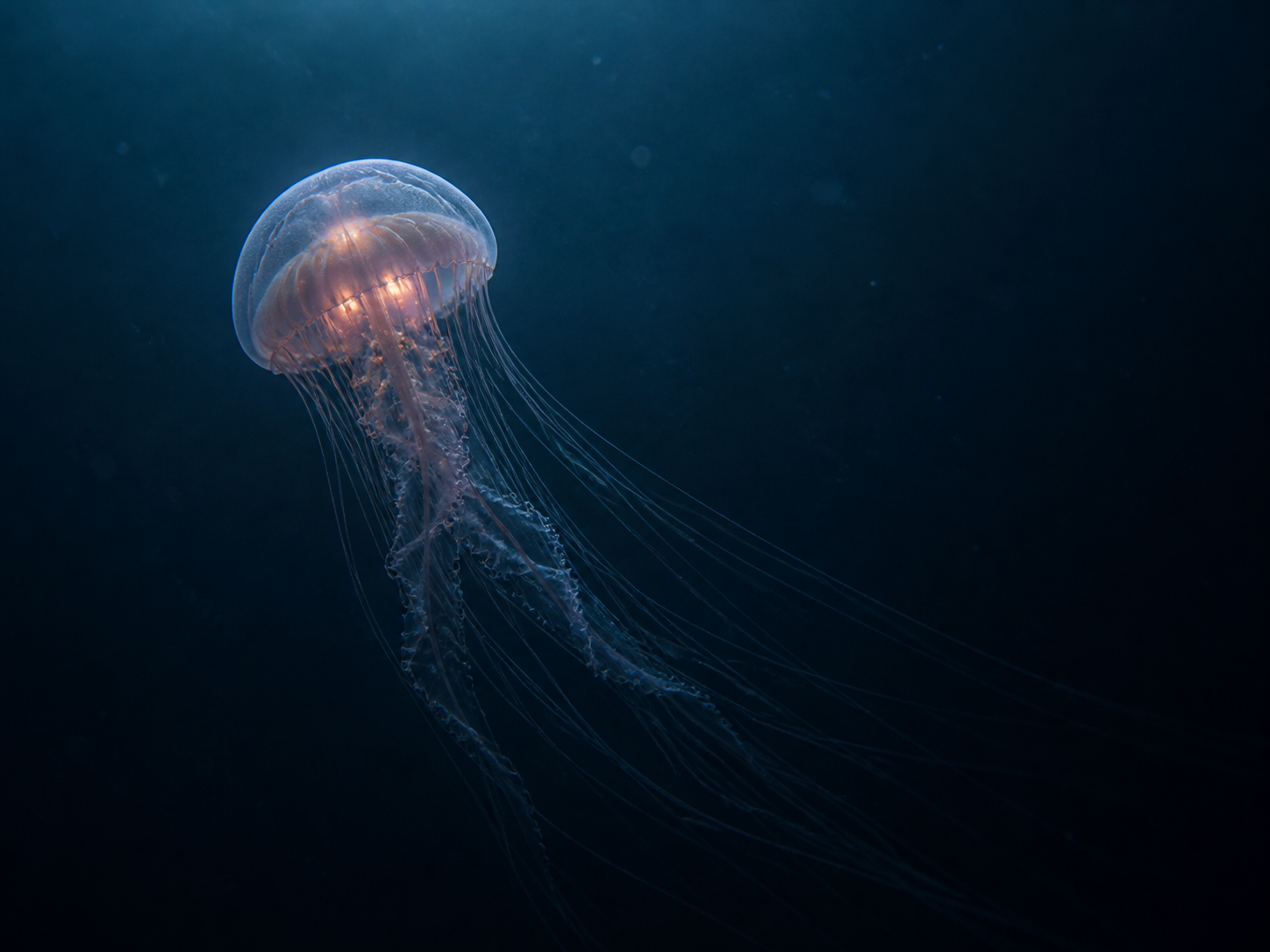 Velvet Lantern Medusa in its Pelagea depth environment